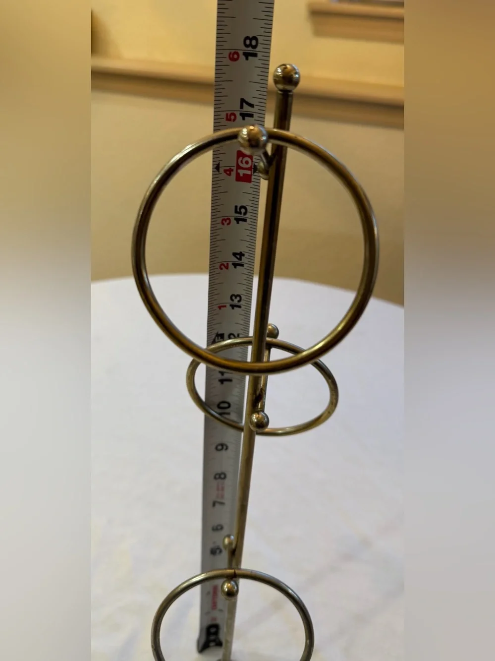 Hollywood Regency Style 3 Ring Towel Stand with Crystal Accent